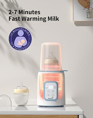 GROWNSY Bottle Warmer, 8-in-1 Fast Baby Milk Warmer with Timer for Breastmilk or Formula, Accurate Temperature Control, Multifunctional Baby Bottle Warmers for All Bottles- Blue