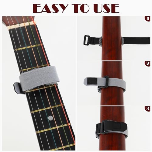 3pcs Bass Guitar String Mute Damper Guitar String Cover Adjustable Bass Mute Silencer Guitar Noise Reducer Dampener Fretboard Muting Straps Cotton Guitar Fret Wrap Mute Guitar Accessories, Gray