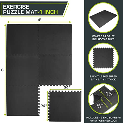 ProsourceFit Extra Thick Puzzle Exercise Mat, EVA Foam Interlocking Tiles for Protective, Cushioned Workout Flooring for Home and Gym Equipment
