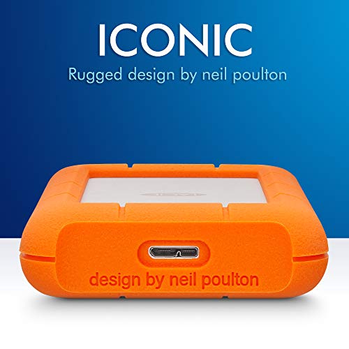 LaCie Rugged 5TB Portable External HDD - USB 3.0/2.0 Compatible, Shock/Dust/Rain Resistant for Mac & PC, Orange, Grey