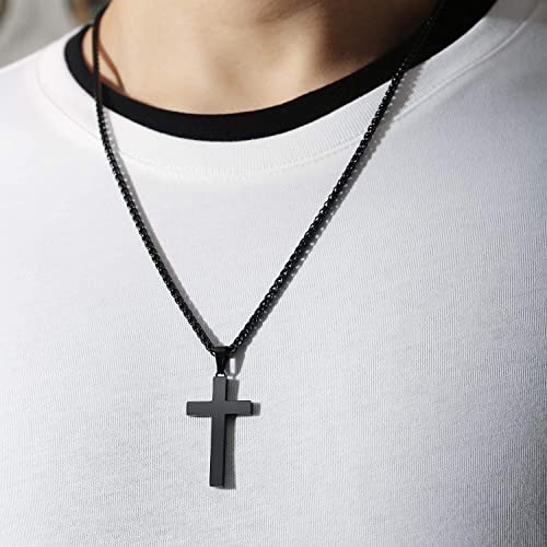 P. BLAKE Stainless Steel Cross Pendant Necklace for Men Boys, Christian Cross Pendant with 16-24 Inches Chain Cross Necklace Jewelry Gifts