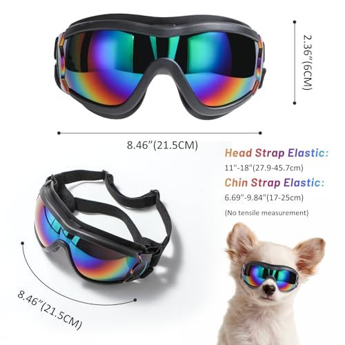 NVTED Dog Sunglasses Dog Goggles, UV Protection Wind Protection Dust Protection Fog Protection Pet Glasses Eye Wear Protection with Adjustable Strap for Medium or Large Dog (Laser)