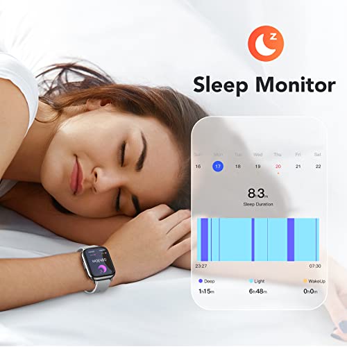 AGPTEK Smart Watch, 1.69"(43mm) Smartwatch for Android and iOS Phones IP68 Waterproof Fitness Tracker Watch Heart Rate Monitor Pedometer Sleep Monitor for Men Women