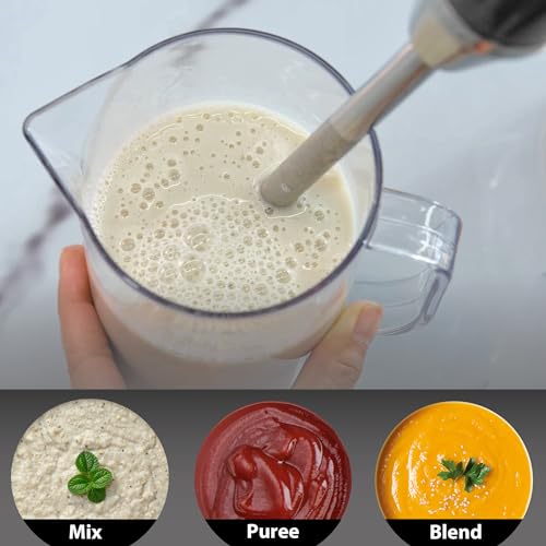 Magiccos Immersion Stick Hand Blender - 9 Speeds Contorl, Slim Stick Blender Wand, 350W DC Motor, For Shakes and Smoothies, Puree Baby Food & Soup, Whisk & Milk Frother Attachments(Black)