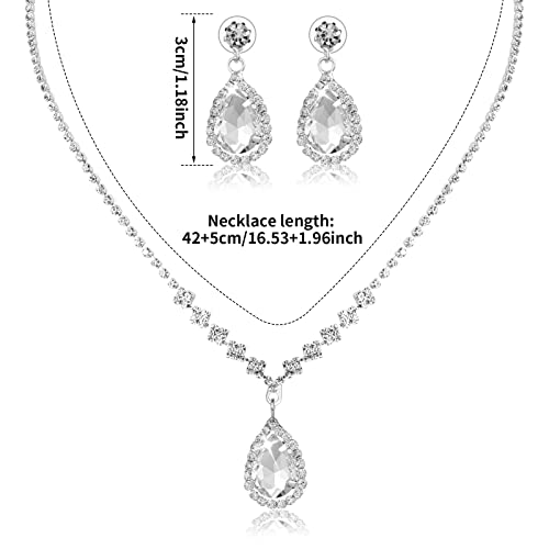 Yolev Bridal Wedding Jewelry Set for Wedding Simple Teardrop Dangle Crystal Prom Women's Bridesmaid Jewelry Set for Wedding Party