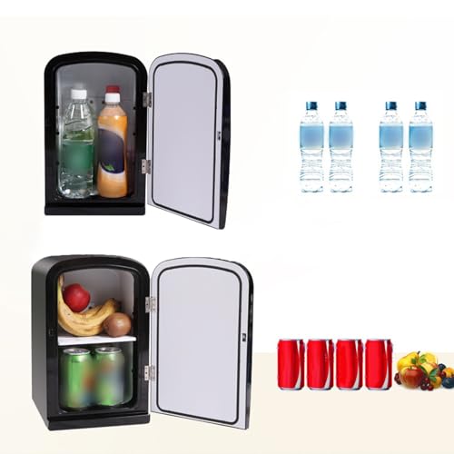 Mini Portable Compact Personal Fridge Cools & Heats, 6 Liter Capacity Compact Mini Refrigerators for Food, Drinks, SkinCare, Office Desk(US Plug AC 110V)