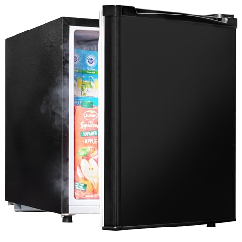 1.7 Cu.Ft Mini Fridge with Freezer, Low Noise Compact Refrigerator, Adjustable Thermostat, Energy Saving, Stylish Small Fridge for Bedroom, Office, Dorm, Hotel. (Stylish Black)