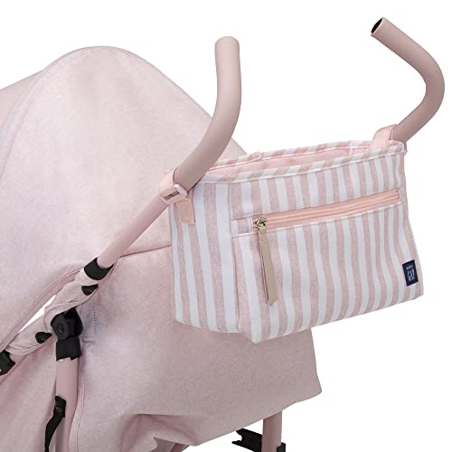 babyGap Classic Stroller - Lightweight Stroller with Recline, Extendable Sun Visors & Compact Fold - Made with Sustainable Materials, Pink Stripes