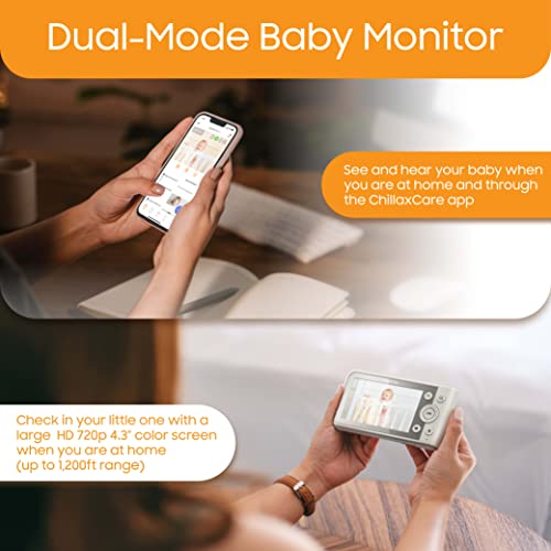 Chillax Giraffe Pro Smart Baby Monitor – WiFi Video Baby Monitor with Full HD 1080p Camera and 4.3” Video Parent Unit, Privacy Protection Switch, Auto Dimming LED, Gooseneck, 2-way Audio, Night Vision