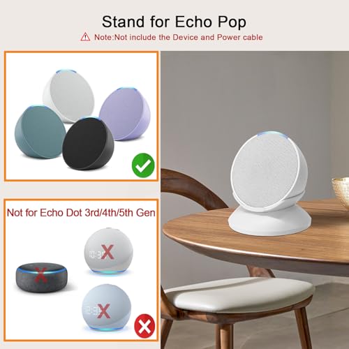 Stand for Echo Pop - Desktop Holder Mount for Echo Pop,Built-in Cable Management,Glacier White