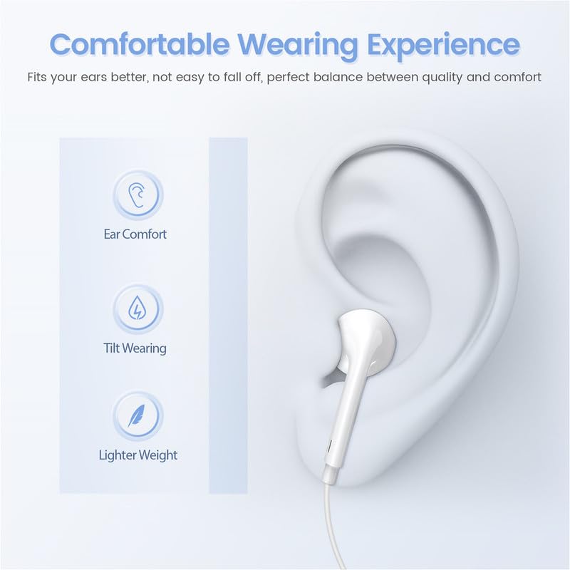 2 Pack Wired Headphones for iPhone Earbuds with 3.5mm Plug Earphones Built-in Microphone & Volume Control Compatible with iPhone/ipad/Android/Computer and Other 3.5mm Jack Devices