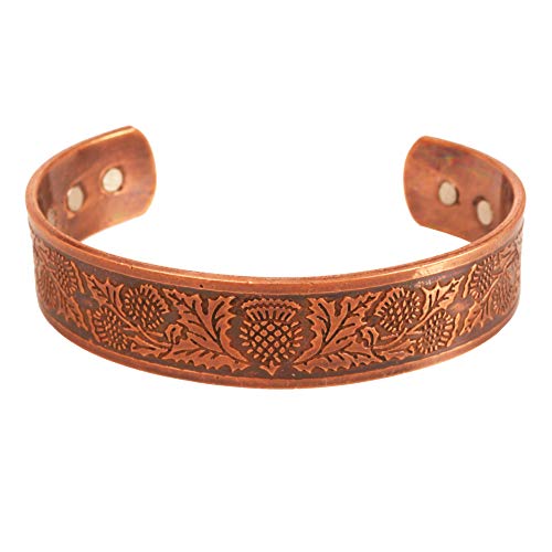 Touchstone Handcrafted Healing Copper Bracelet Hand Forged with Solid and High Gauge Tibetan Style Engraved Cuff Jewelry For Women Men
