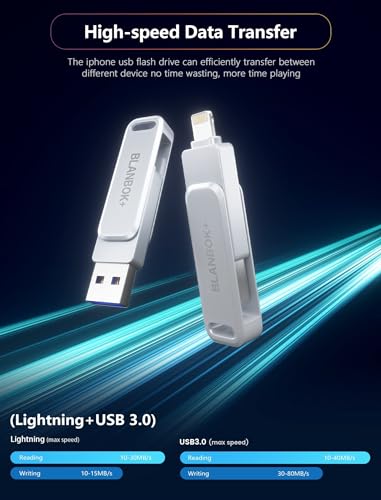 MFi Certified Flash Drive 256GB for iPhone USB Memory Stick Thumb Drives High Speed USB Stick,Photo Stick External Storage for iPhone/iPad/Android/PC