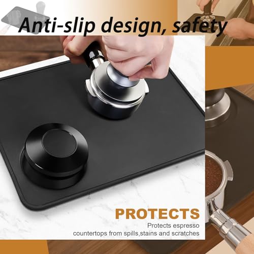 1 Pack Espresso Tamping Pads, Tamping Pads, Espresso Mats, Tamping Pads,Tools Home Kitchen Office Store, Waterproof and Heat Resistant, Espresso Machine Mat Black