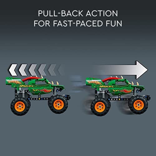 LEGO Technic Monster Jam Dragon Monster Truck Toy for Boys and Girls, 2in1 Racing Pull Back Car Toys for Off Road Stunts, Kids Birthday Gift Idea, Great Activity for Kids, 42149