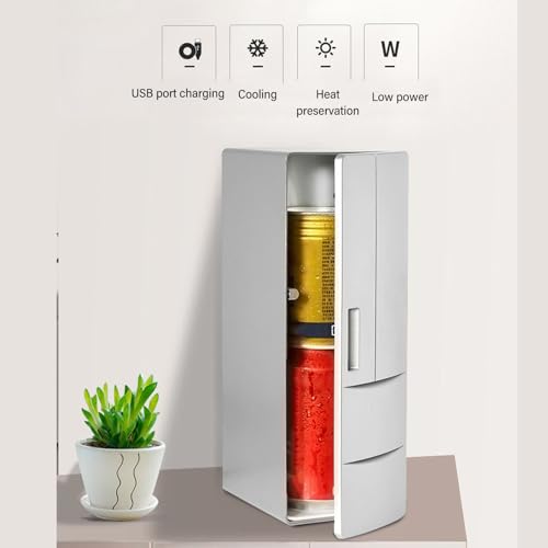 TOPINCN Portable Fridge, Mini Fridge Skincare Fridge for Bedroom, Portable Compact Personal Fridge Cooler and Warmer 5W Car Refrigerator Portable Freezer Electric Cooler for Home Car