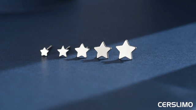 3 Pairs 925 Sterling Silver Star Stud Earrings for Women,Tiny Simple Geometric Stud Earrings Set Small Hypoallergenic Cartilage Tragus Ear Jewellery for Men Girls (3/4/5mm)