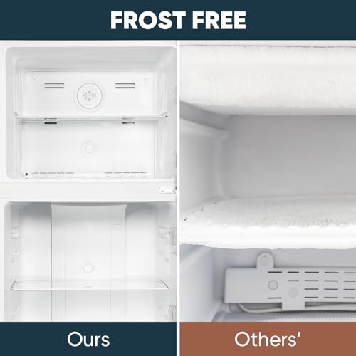 Upstreman 14.7 Cu.Ft. Double Door Fridge in White Steel with Large Capacity Top Freezer, Frost Free, Adjustable Thermostat Control, Fingerprint-resistant,Reversible Door Swing, ENERGY STAR