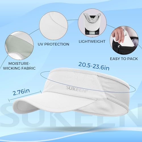 Sukeen Sports Sun Visor Men Women Lightweight Packable Cooling Stretchy Visor Hat for Running, Tennis, Golf