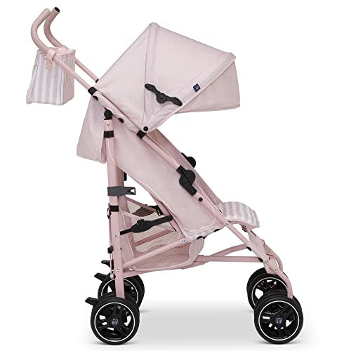 babyGap Classic Stroller - Lightweight Stroller with Recline, Extendable Sun Visors & Compact Fold - Made with Sustainable Materials, Pink Stripes