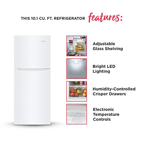 Frigidaire 10.1 Cu. Ft. Compact ADA Top Freezer Refrigerator in White with Electronic Control Panel, Reversible Door Swing, ENERGY STAR