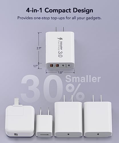 40W USB C Charger Block, 2-Pack 4-Port Type C Fast Charging Brick Dual PD&QC Wall Plug Adapter Compatible for iPhone 15/15 Pro/ 15 Pro Max/14/13/12, iPad, Airpods, iwatch, Samsung Galaxy