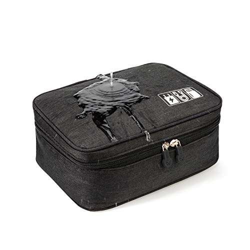 Electronic Organizer Travel Universal Cable Organizer Electronics Accessories Storage Bag Gadget Gear Cases for iPad Mini, Kindle, Smartphone, Cable, Charger, Power Bank, USB, SD Card (Black)