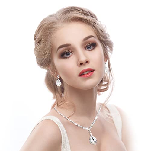 Yolev Bridal Wedding Jewelry Set for Wedding Simple Teardrop Dangle Crystal Prom Women's Bridesmaid Jewelry Set for Wedding Party