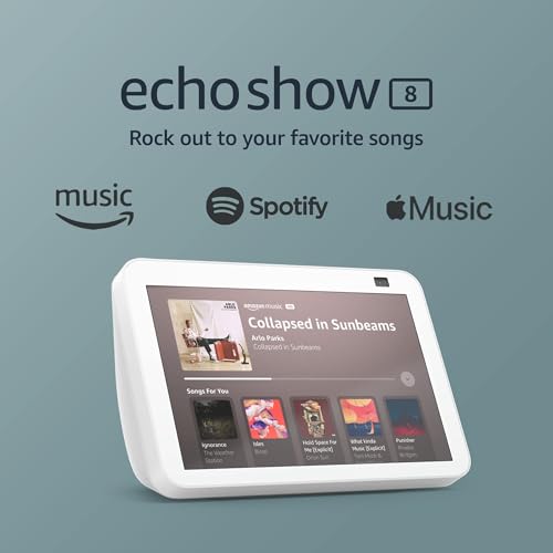 Echo Show 8 (2nd Gen, 2021 release) | HD smart display with Alexa and 13 MP camera | Glacier White