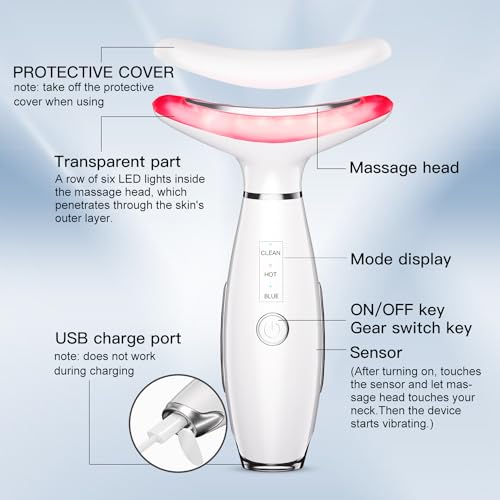 3-in-1 Beauty Massager for Face and Neck, Based on Triple Action LED, Thermal, and Vibration Technologies for Skin Care,Improve,Firm,Tightening and Smooth