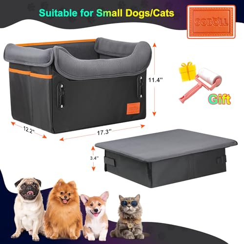Dog Car Seat - Dog Bed for Small Dogs Waterproof Booster Seat Clip-on Harness and Thick Memory Foam Padding Pet Travel Bed Small Dog Car Seat Cover for Back Seat Dog Car Seat Bed
