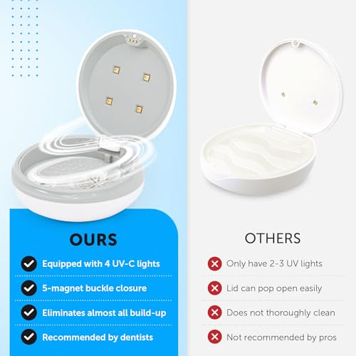UV-C Dental Appliance Cleaner - UV Retainer Cleaning Machine Also Great for Deep Cleansing Aligner, Mouth Guard, Night Guard, Dentures in Just 3 Minutes - Portable Dental Guard Cleaner Case