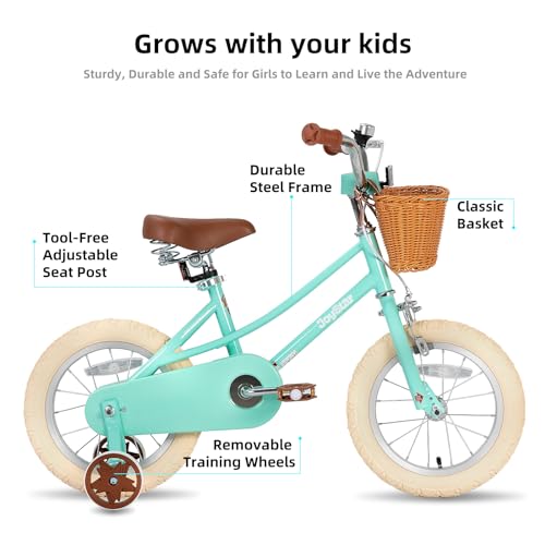 JOYSTAR Girls Bike for 2-12 Years Old Toddlers and Kids, 12" 14" 16" Kids Bike with Training Wheels, 20 Inch Kid's Bicycle with Kickstand, Retro Style Kids Bikes