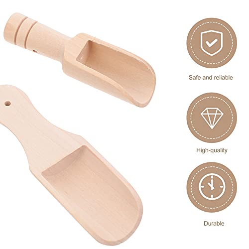 Veemoon 6pcs wooden flour scoop bath salt scoop sugar large wooden scoop washing small soup coffee condiments honey kitchen tool tea furniture