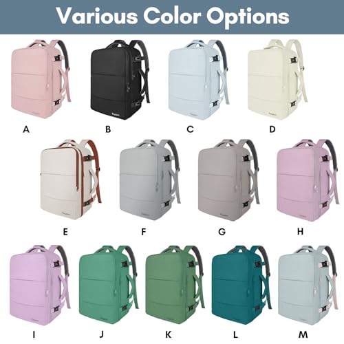 Taygeer Personal Item Backpack for Men Women, Travel Backpack Carry on Luggage Flight Approved with USB Charging Port & Shoe Pouch, Large Weekender Backpack Work Bag for Hiking Gift, Gray Powder