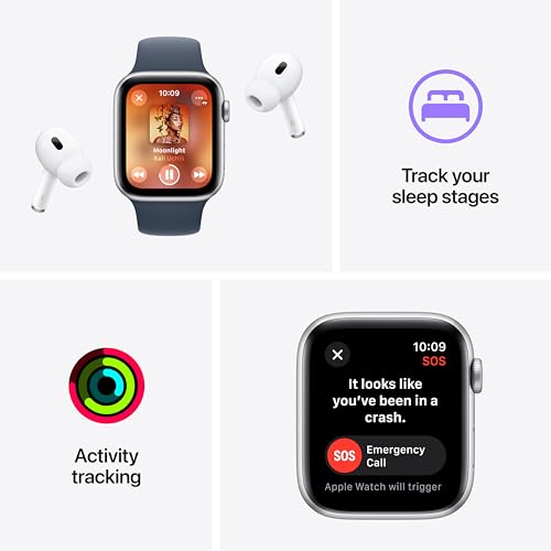 Apple Watch SE (2nd Gen) [GPS 40mm] Smartwatch with Starlight Aluminum Case with Starlight Sport Loop. Fitness & Sleep Tracker, Crash Detection, Heart Rate Monitor, Carbon Neutral