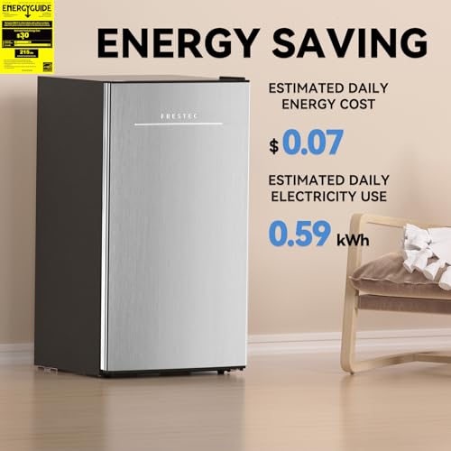 Frestec 3.1 Cu. Ft. Mini Fridge with Freezer, Small Refrigerator, Mini Fridge for Bedroom, Single Door Compact, Energy Saving, Low Noise, Mini Fridge for Office