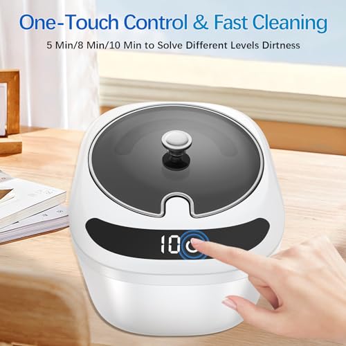 Ultrasonic Retainer Cleaner Machine - Raccomb 45kHz LED Light Ultrasonic Cleaner for Dentures, Aligner, Mouth Guard, Night Guard Cleaner, 230mL Sonic Cleaning Machine for Jewelry, Dental Appliances