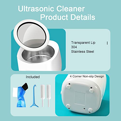 Ultrasonic Cleaner 30W for Dentures, Retainer, Mouth Guard, Aligner, Whitening Trays, Professional Dental Ultrasonic Cleaner Machine 180ml for All Dental Appliances, Jewelry, and More