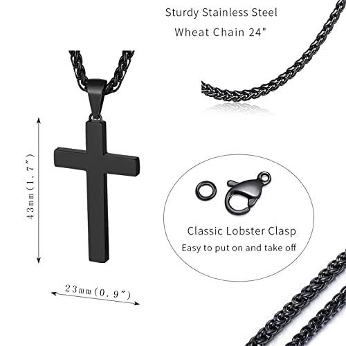 P. BLAKE Stainless Steel Cross Pendant Necklace for Men Boys, Christian Cross Pendant with 16-24 Inches Chain Cross Necklace Jewelry Gifts