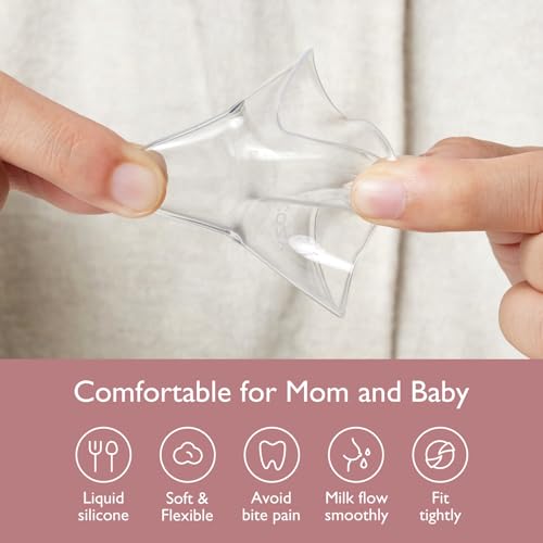 Momcozy Contact Nipple Shields, 100% Food-Grade Silicone for Breastfeeding Difficulties, Ultra-Thin & Super-Soft, Made Without BPA/BPS, Include Carry Case (17mm)