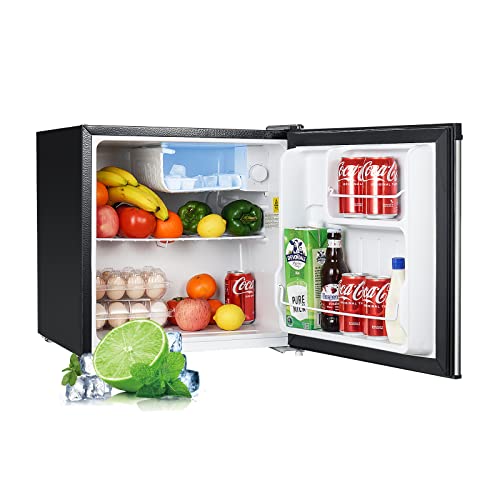 Upstreman 1.7 Cu.ft Mini Fridge with Freezer, Adjustable Thermostat, Energy Saving, Low Noise, Single Door Compact Refrigerator for Dorm, Office, Bedroom, Stainless- FR17