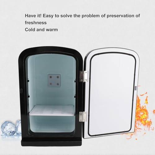 Mini Portable Compact Personal Fridge Cools & Heats, 6 Liter Capacity Compact Mini Refrigerators for Food, Drinks, SkinCare, Office Desk(US Plug AC 110V)