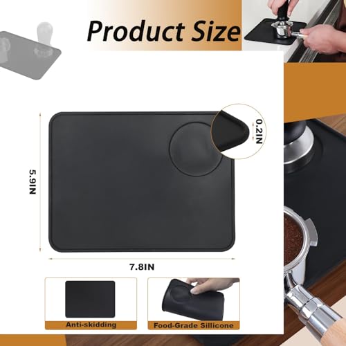 1 Pack Espresso Tamping Pads, Tamping Pads, Espresso Mats, Tamping Pads,Tools Home Kitchen Office Store, Waterproof and Heat Resistant, Espresso Machine Mat Black