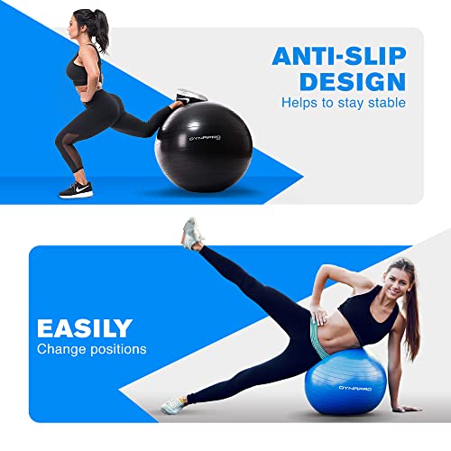 Exercise Ball – Extra Thick Eco-Friendly & Anti-Burst Material Supports over 2200lbs, Stability Ball for Home, Yoga, Gym Ball, Birthing Ball, Physio Ball, Swiss Ball, Physical Therapy or Pregnancy