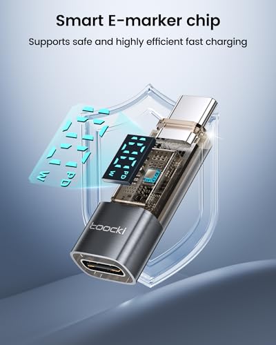 USB C Adapter, 2Pack 100W USB C Female to USB C Male Extension Adapter Type C Power Meter Tester with LED Display for iPad Pro iPhone 15 Pro Max MacBook Pro Laptop and All USB C Cable