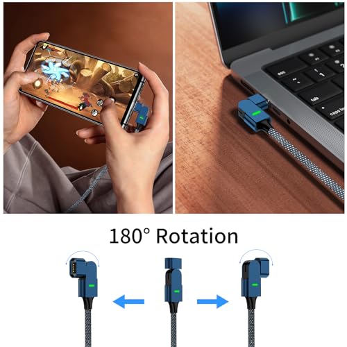 Magnetic Phone Charging Cable, 180° Rotatable Magnetic USB C Charger Cable Nylon Braided Cable - PD 100w 5A Magnetic Charging Cable - for iPhone 15/14/13 Series, MacBook Pro(6.6ft) 3pcs