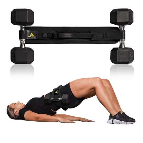 Exercise Hip Thrust Belt for Weights, Glute Workout Equipment, Adjustable Hip Thrust Belt for Dumbbells, Glute Trainer for Home Workouts with Extra Padding, Booty Builder