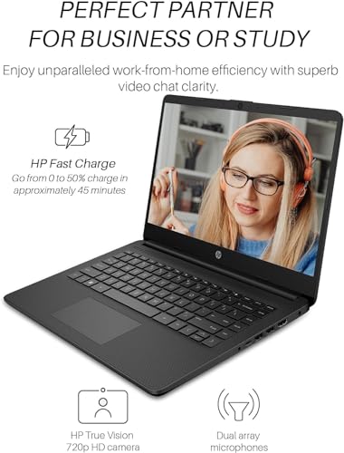 HP Stream 14-inch Laptop for Student and Business - Intel Quad-Core Processor, 4GB RAM, 320GB Storage (64GB eMMC + 256GB Card), 1-Year Office 365, Webcam, 11H Long Battery Life, Wi-Fi, Win11 H in S
