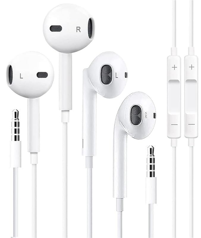 2 Pack Wired Headphones for iPhone Earbuds with 3.5mm Plug Earphones Built-in Microphone & Volume Control Compatible with iPhone/ipad/Android/Computer and Other 3.5mm Jack Devices